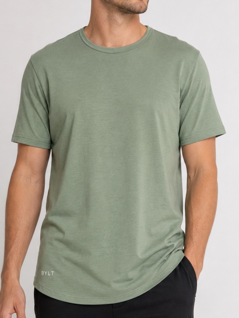 BYLT Premium Basics Signature Tee Sage Green Crew Neck Shirt Large